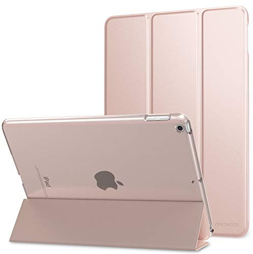MoKo Case Fit 2018/2017 iPad 9.7 6th/5th Generation, Slim Lightweight Smart-shell Stand Cover with Translucent Frosted Back Protector Fit iPad 9.7 Inch 2018/2017, Auto Wake/Sleep - Rose Pink