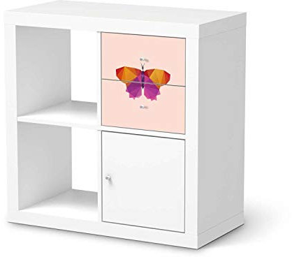 Kinder Möbeltattoo - passend für IKEA Kallax Regal Schubladen I Hochwertige Baby-Zimmer Deko - Möbeldekoration für Kinder- und Babyzimmer I Design: Origami Butterfly