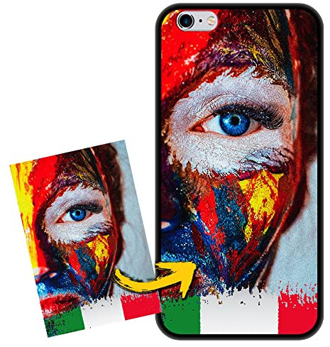 FarmyGadget Cover Personalizzata per Apple iPhone 6 Plus / 6S Plus, TPU Nero Morbida, Custodia Personalizzabile con Foto, Immagine, Testo, Loghi