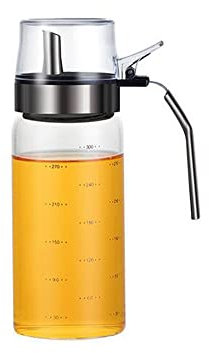 Bottiglia di Olio, Olio e Aceto Dispenser con Scala, Bottiglia Dispenser per Olio d'oliva in Vetro, Olio di Bottiglia con Beccuccio Bottiglia Aceto per Padella, BBQ, Cucina, Insalata, 300ml