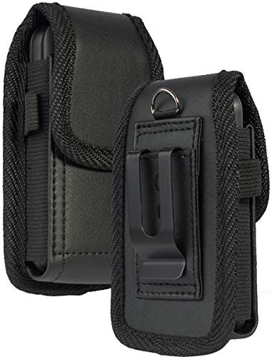 Nakedcellphone Flip Phone Case, Vegan Leather Vertical Pouch - Black