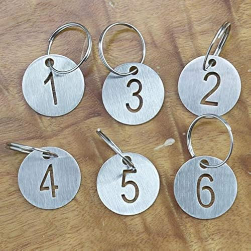 Sourcemall Étiquettes numérotées avec porte-clés en acier inoxydable Ø 3 cm (1-10)