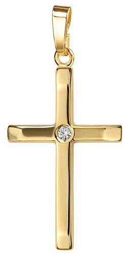 JEVELION Anhänger-Kreuz Gold Kreuz für Damen, Herren und Kinder Ketten-Anhänger 750 Gold 18 Karat + Brilliant mit Schmuck-Etui
