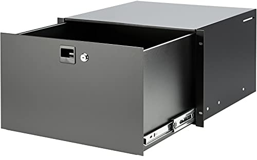 Adam Hall PROFI 6 HE 19 Rackschublade 87406 Stahl, schwarz, Snaplock, abschließbar, Rack Schublade (6 HE PROFI Rackschublade Stahl)