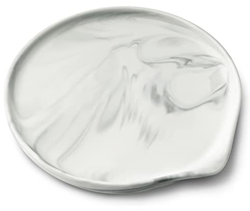 Oversized Spoon Rest,Ceramic Spoon Rest for Kitchen Counter Dishwasher Safe Marble Decor Spoon Holder for Kitchen,7 Inches White