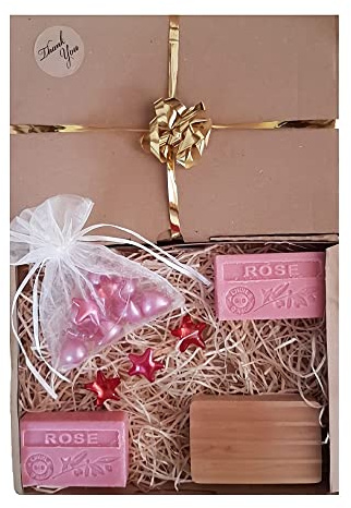 Coffret Cadeau Savon de Marseille senteurs - rose - perle de bain - savon