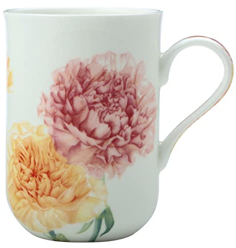 Maxwell & Williams JY0040 Tazza da caffè 350 ml - Serie Floriade - Bone China Porcellana bianca liscia - in confezione regalo, garofano