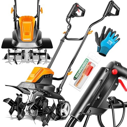 MASKO® Motozappa elettrica 1500W | larghezza di lavoro 45 cm - profondità di lavoro 20 cm | zappatrice per terreno | fresatrice agricola - coltivatore - fresa da giardino | zappatrice elettrica
