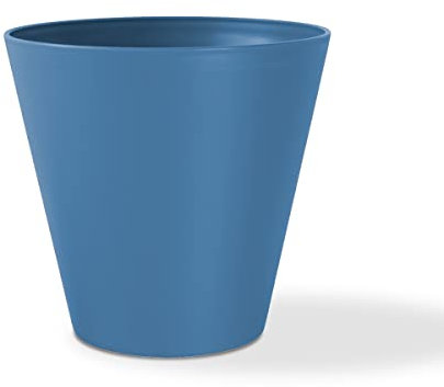 Teraplast Estoril - Diamètre 20 cm - Cache-Pot pour Plantes d'intérieur et d'extérieur, en Plastique Mat, Couleur Denim, 100% Recyclable