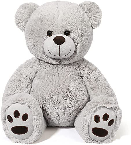 LotFancy Teddybär Kuscheltier 50cm, Plüschtier Stofftier Teddy, Süßes Geschenk für Kinder Mädchen Freundin, Geburtstag, Valentinstag, Weihnachten, Grau