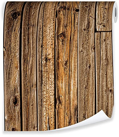 Vliestapete Holzoptik Holz Braun Vintage - 10mx50cm inkl. Kleister - für Schlafzimmer Wohnzimmer Küche Modern 10M Rolle Vlies Tapete Tapeten Wandtapete Mustertapete UV-Beständig