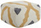 Handgestrickter Woll-Pouf in Beige Gelb und Grau Boho-Muster Zeugma