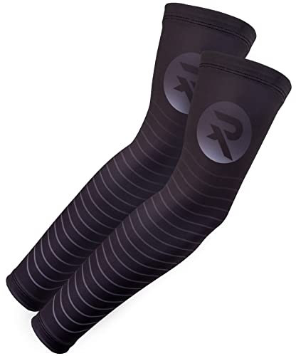 Raquex Sport Arm Kompressionsmanschetten - Set mit 2 Anti-Rutsch-Kompressionsmanschetten für Arme - Unter- & Oberarm-Kompression & Ellenbogenstütze - 5 Farben (Schwarz, Medium)
