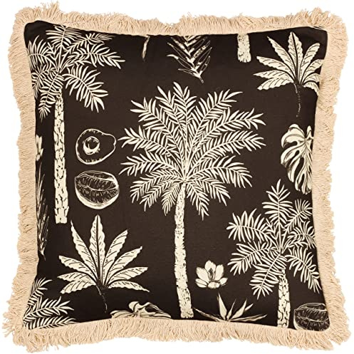 Paoletti Colonial Palm Polyester Filled Cushion, Espresso, Square