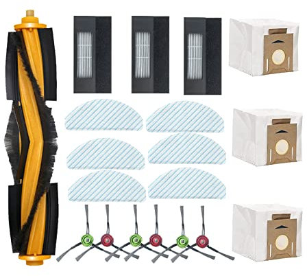 Ersatz-Zubehör-Set für Yeedi Vac 2 Pro/Vac 2 /Vac/Vac X/Vac Max/Vac Station Roboter-Staubsauger, inklusive 1 Hauptbürste, 6 Seitenbürsten, 3 Filter, 6 starke Mopp-Pads, 3 Staubbeutel-Teile (19 Stück)