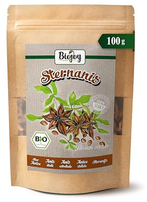 Biojoy BIO Sternanis Kapseln, ganz, getrocknet, Sternanistee, 100 g | Star Anise aus Vietnam, ideal zum Würzen, Basteln oder Dekorieren, Illicium verum L.