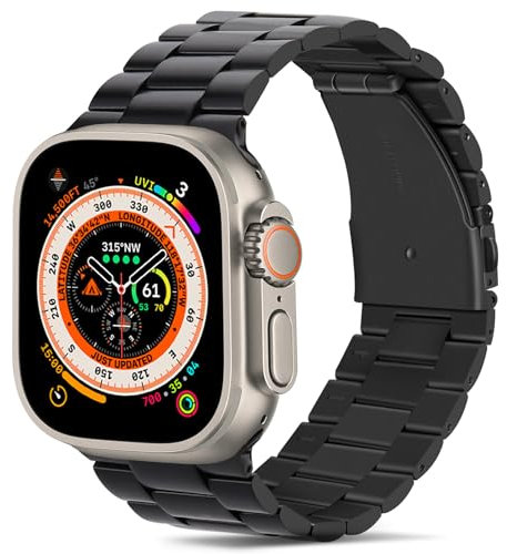 Tasikar Band Compatibile con Apple Watch Band 49mm Cinturino di ricambio in metallo inossidabile Premium Compatibile con Apple Watch Ultra Ultra 2, Nero