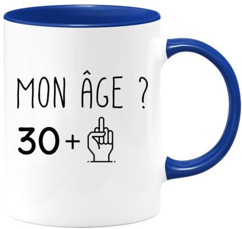 quotedazur Café-Croissant - Mug Personnalisé Tasse Cadeau Noël Anniversaire 31 Ans 1994 Mon Âge Doigt Honneur - Bleu/Céramique