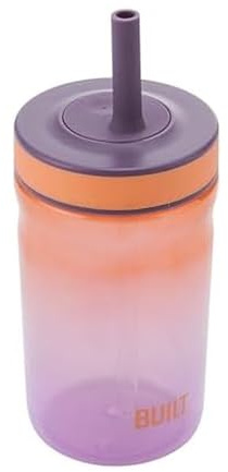 Built 16 fl oz Single-Walled Tritan Straw Seal Bedford Tumbler, Straw Lid Spill-resistant Travel Cup Keep Drinks Cold for Home Travel, Purple Sunset