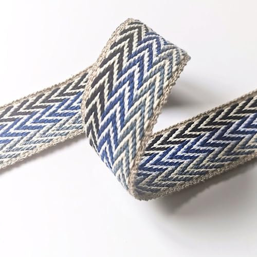 Gurtband gemustert, aus nachhaltigem Material, 40 mm breit | Triple blue | 1 m | Meterware