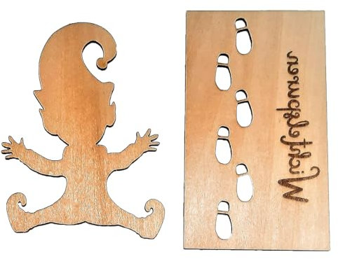 JINGTOPS Wichtel Fußabdrücke Schablone 2 Stück Wichteltür Zubehör, Holz Fußabdruck Schablonen Wichteltüre Zubehör für Böden und Fenster, Feiertags-Fenster-DIY-Dekorationen (2 Stück)