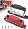 Aktualisierte Fassung Bus Bar 250A 12V Stromverteilungsblock mit 5/16 (M8) 4-Posts Klemmenblock mit Abdeckung für Automotive, Marine, Batteriesystem (Schwarz & Rot)