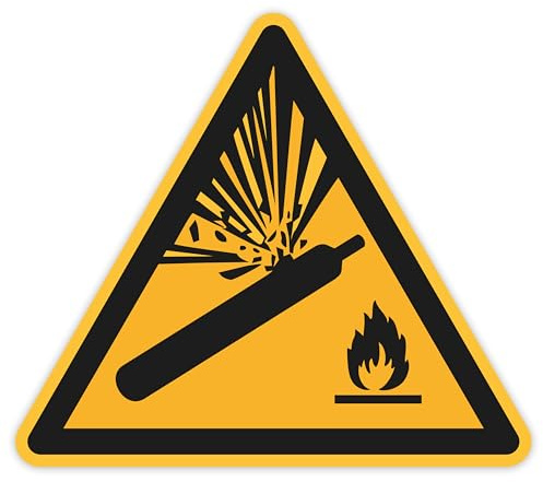 Schild Warnzeichen 150mm - DIN EN ISO 7010 - ASR A1.3 - Für Innen und Aussen - 15cm - PVC Aufkleber - selbstklebend (10, W029 Warnung vor Gasflaschen)