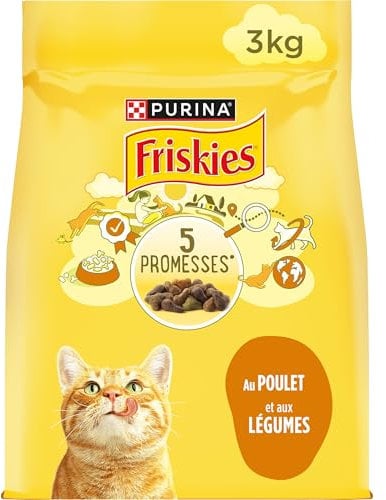 FRISKIES | Chat | Croquettes complètes pour Chats Adultes | Au Poulet et aux Légumes | Aliment Complet Riche en Vitamines et Minéraux | Sac | 3 KG