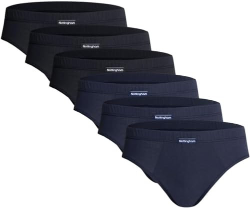 Nottingham Slip Uomo Cotone Mercerizzato Limited Edition Modelo 800 (IT, Testo, M, Regular, Regular, Slip Multicolore X 6 (3 Neri, 3 Blu))