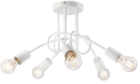 Bioledex geschwungene Deckenlampe 5x E27 weiß Metall