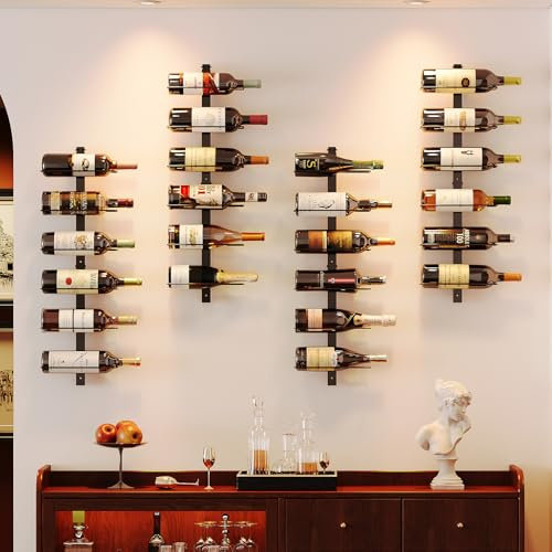 X-cosrack Étagère à vin murale pour 12 bouteilles, support mural réglable, organiseur de rangement amovible utilisé comme une ou quatre, pour salle à manger, bar, cave à vin
