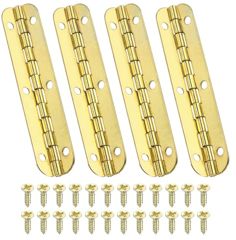 PATIKIL Mini Charnière de Piano 65 x 12,5mm, 90 Degrés Doré 4 Pcs | Mini Charnière,s de Boîte à Bijoux à 90 Degrés avec Vis pour Boîtes à Bijoux en Bois