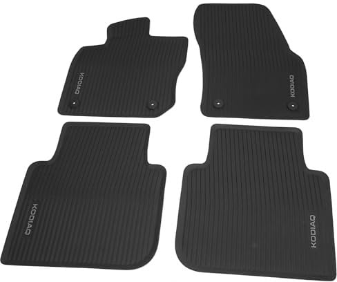 Skoda 57H061500 Gummi Fußmatten Premium Allwettermatten 4X Gummimatten schwarz, mit KODIAQ Schriftzug