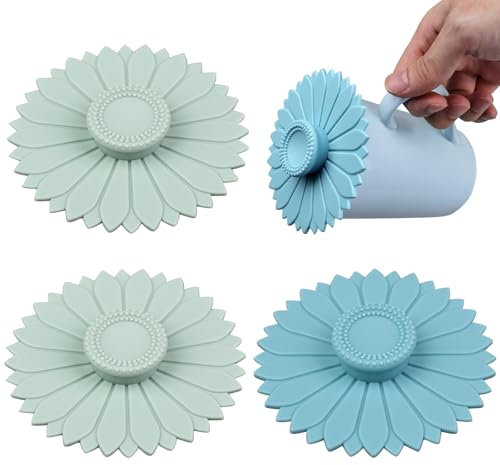 BFJ Sunflower Silicone Cup Covers 4 pcs Universal Silicone Cup Lid for Coffee Mugs, Glass Cup, Hot Drink-Dust, Bugs, Debris Proof
