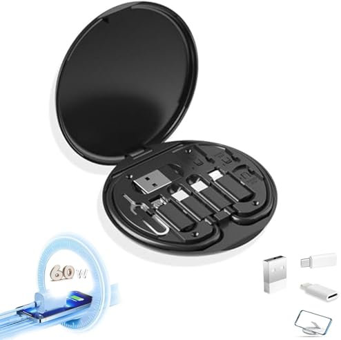 Endyniner 9 in 1 Cable Case Kit, 9 in 1 Cable Charger Case, USB C to USB Adapter, Type C to USB Adapter, USB C Multi Charging Cable 60w Fast Charge, Multi Charging Cable Adapter Kit (black)