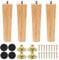 Zythrem Wooden Furniture Legs 7 inch / 18cm Solid Table Legs Wood Sofa Feet Set of 4 Wooden Legs Tapered Furniture Replacement Feet Cabinet Legs With Mounting Plate & Screws for Chair Dresser Drawer