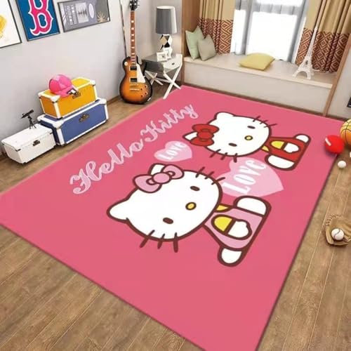 JIDANHUIPQ Anti-Rutsch-3D-Druck Hello Kitty Kinderteppich, Schlafzimmer Und Wohnzimmer Dekoration, Bereich Teppich Anti Rutsch Bodenmatte,160 * 200cm
