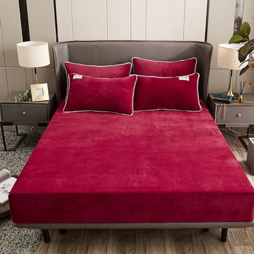 JIANINGHOME Warme Fleece Spannbettlaken 48x74cm,Spannbettlaken für King-Size-Bett, ultraweiche, knitterfreie Mikrofaser, Tiefe Tasche (Kingsize)