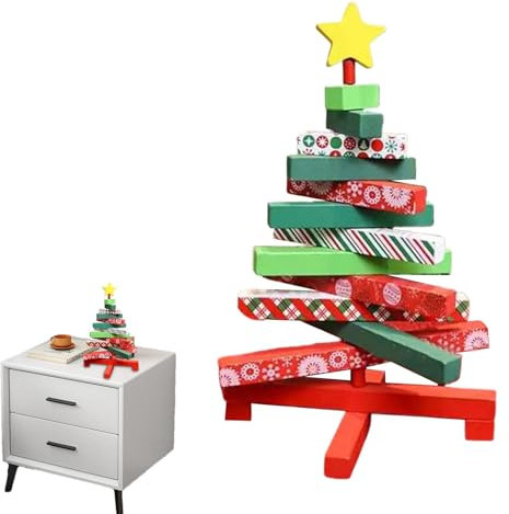 Sapin de Noël en bois – Décoration de table en bois avec pieds – Décoration de bureau pour Noël