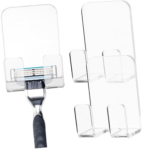 OKUMEYR 3 STK Transparentes Lagerregal Haken Für Aufbewahrungshalter Für Die Wand Rasierer Halter Rasiererhalter Zahnbürstenständer Selbstklebender Aufbewahrungshaken Halterhaken Acryl