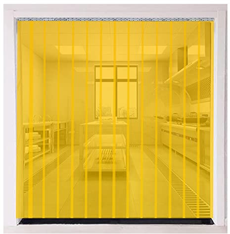 PVC Lamellen Streifenvorhang Kunststoff-Streifen-Türvorhang, transparenter PVC-Vorhang, Vinyl-Türstreifen für Geschäft/Fabrik/Garage/Terrasse, gelb