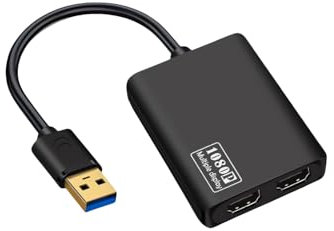 NCGGY USB 3.0 auf Dual HDMI Splitter Erweitertes Display,USB 3.0 zu Dual HDMI Adapter 4K@30Hz+1080p@60Hz Kompatibel mit Mac-Book/Mac-Book Pro Air Dell (MST Support MacOS/Windows)
