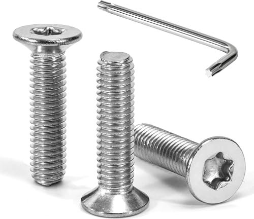 Tunejoy Tornillos de Cabeza Avellanada Torx M6 x 25 mm Tornillo Avellanado Mecánico de Acero Inoxidable A2 V2A con T30 llave Rosca Completa 30 Piezas