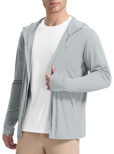 baleaf Herren-Sonnenschutz-Shirts UV SPF UPF 50+ Langarm-Shirt Ausschlagschutz Fischen Laufen Schnell Trocken Leichtgewicht Grau XL