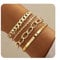 TEN MIRO 16k gold thick bracelet for women trendy, dainty gold chain bracelet stack non tarnishing gold bracelet package thick layered cable rope snake chain cuban link bracelet, Medium, Brass, No