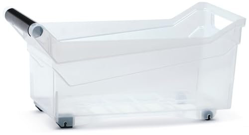 B2C Plastic Storage Box Boxes Handles Wheels Container Home Kitchen Office Box Toys Organizer Portable Sort Bin Storing Tub Warehouse Clear See-through (Style 2)