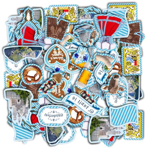 Bunte Oktoberfest Tischdeko Motive - 2 x 51 Stück Streudekoration aus Karton, 2 bis 5,5 cm, beidseitig bedruckt