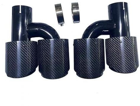 SkyjOy Auspuffblende 2 Pcs Auto Teile Auspuffrohr H-typ Helle Carbon Löten Dimension Gerade Kante Schwanz Kehle Ist Geeignet Auspuff Endrohr(57mm-101mm)