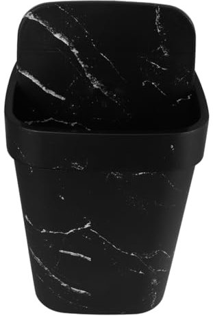 FONDOTIN Marmorierter Mülleimer Körbe Korb Vitrine Stubenwagen Lebensmittelabfallbehälter für die Küche Büro-Mülleimer Mülleimer im Badezimmer Desktop-Mülleimer Plastik Black