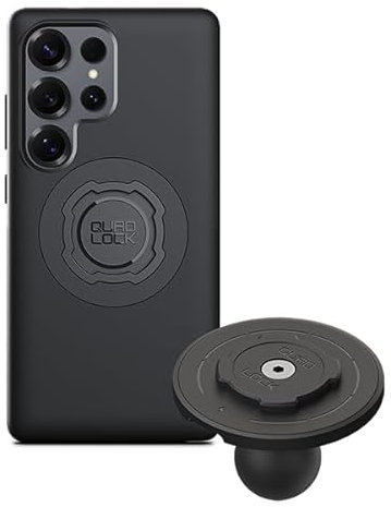 Quad Lock 1 Ball Top Cap Phone Mount Kit with MAG Phone Case and MAG Wireless Charging Head for Galaxy S25 Ultra, Compatible with RAM 1 Socket arms for Car, Truck or RV.